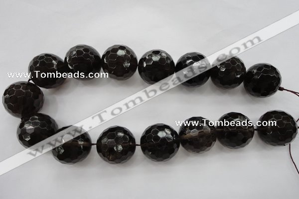 CSQ248 15.5 inches 25mm faceted round grade AA natural smoky quartz beads