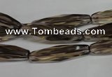 CSQ260 15.5 inches 8*28mm faceted rice natural smoky quartz beads