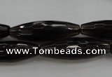 CSQ262 15.5 inches 10*30mm faceted rice natural smoky quartz beads