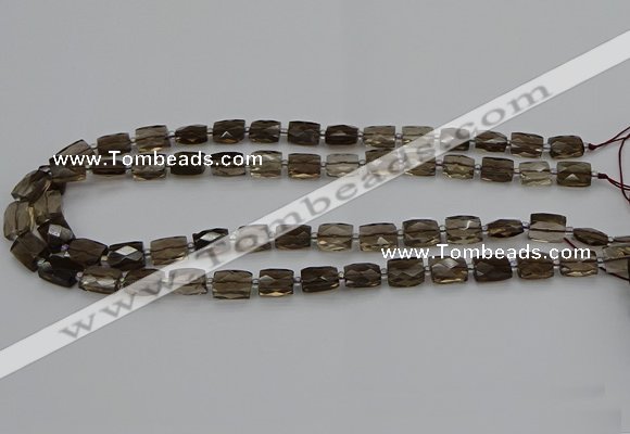 CSQ270 15.5 inches 8*10mm faceted rectangle smoky quartz beads