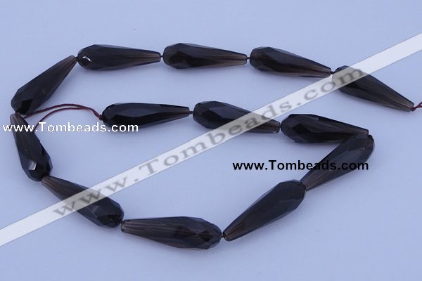 CSQ28 10*30mm faceted teardrop AB grade natural smoky quartz beads