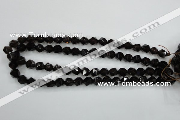 CSQ353 15.5 inches 10mm faceted nuggets smoky quartz beads