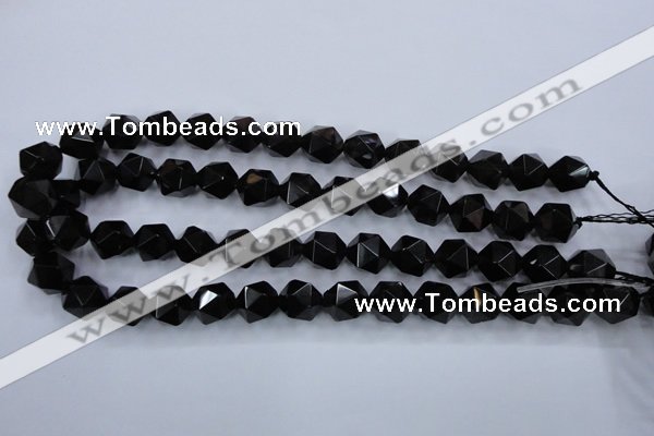 CSQ355 15.5 inches 14mm faceted nuggets smoky quartz beads