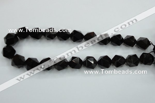CSQ356 15.5 inches 16mm faceted nuggets smoky quartz beads