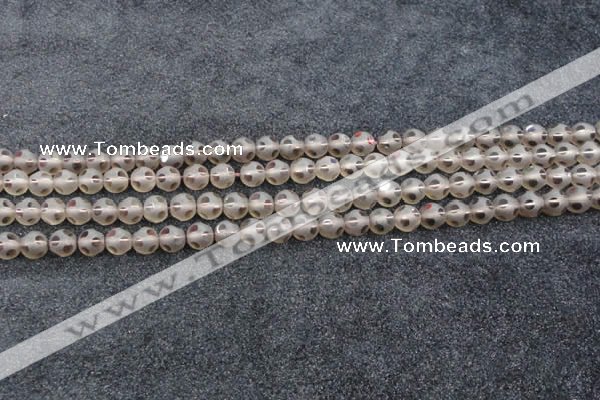 CSQ501 15.5 inches 6mm faceted round matte smoky quartz beads