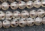 CSQ502 15.5 inches 8mm faceted round matte smoky quartz beads