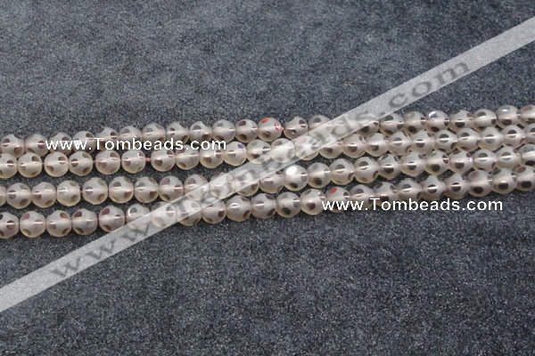 CSQ502 15.5 inches 8mm faceted round matte smoky quartz beads
