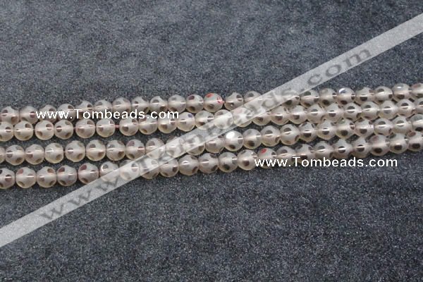 CSQ502 15.5 inches 8mm faceted round matte smoky quartz beads