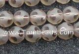 CSQ504 15.5 inches 12mm faceted round matte smoky quartz beads