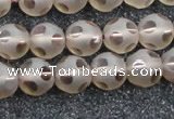 CSQ504 15.5 inches 12mm faceted round matte smoky quartz beads