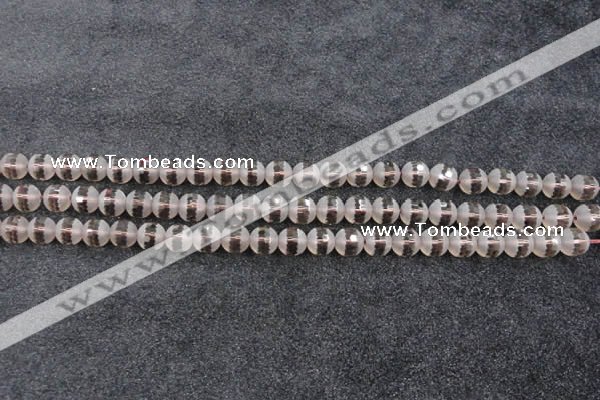 CSQ506 15.5 inches 6mm faceted round matte smoky quartz beads