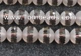 CSQ507 15.5 inches 8mm faceted round matte smoky quartz beads