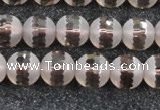 CSQ508 15.5 inches 10mm faceted round matte smoky quartz beads