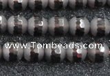 CSQ512 15.5 inches 8mm faceted round matte smoky quartz beads