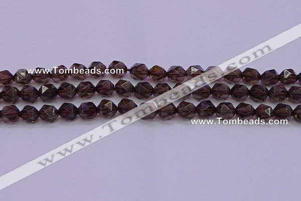 CSQ523 15.5 inches 10mm faceted nuggets smoky quartz beads