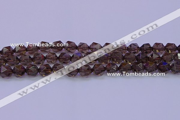 CSQ524 15.5 inches 12mm faceted nuggets smoky quartz beads