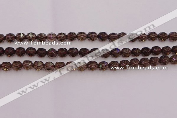 CSQ527 15.5 inches 8mm faceted nuggets smoky quartz gemstone beads