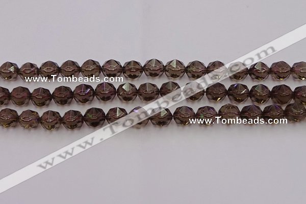 CSQ528 15.5 inches 10mm faceted nuggets smoky quartz gemstone beads