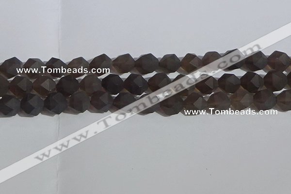 CSQ534 15.5 inches 12mm faceted nuggets matte smoky quartz beads