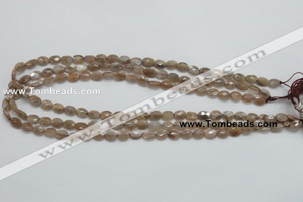 CSS105 15.5 inches 6*8mm faceted oval natural sunstone beads wholesale