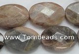 CSS108 15.5 inches 18*25mm faceted oval natural sunstone beads wholesale