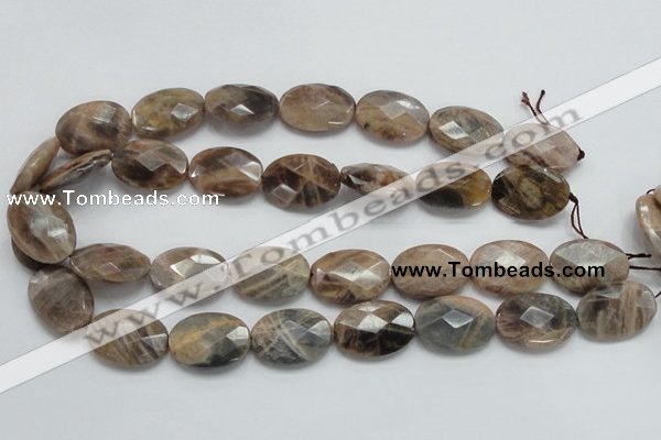 CSS108 15.5 inches 18*25mm faceted oval natural sunstone beads wholesale