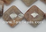 CSS112 15.5 inches 20*20mm faceted diamond natural sunstone beads