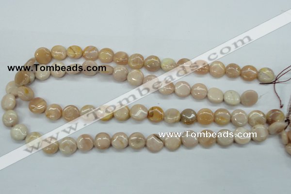 CSS203 15.5 inches 12mm flat round natural sunstone beads