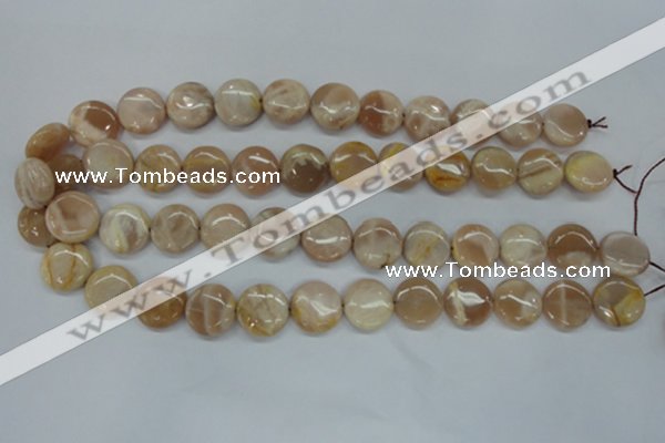 CSS228 15.5 inches 16mm flat round natural sunstone beads