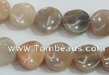 CSS255 15.5 inches 14mm twisted coin natural sunstone beads