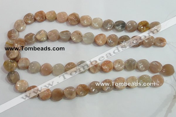 CSS255 15.5 inches 14mm twisted coin natural sunstone beads