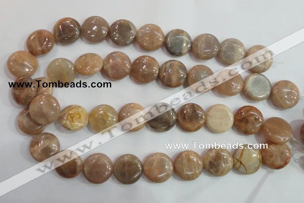 CSS260 15.5 inches 20mm flat round natural sunstone beads