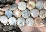 CSS421 15.5 inches 25mm flat round sunstone beads wholesale