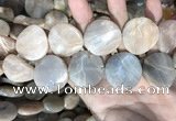 CSS441 15.5 inches 30mm twisted coin sunstone beads wholesale