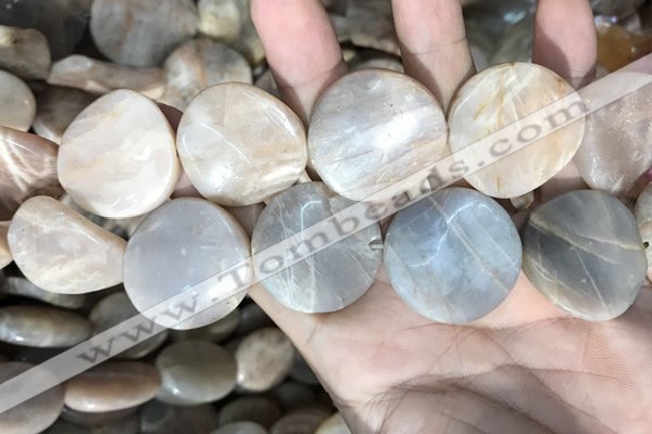 CSS441 15.5 inches 30mm twisted coin sunstone beads wholesale