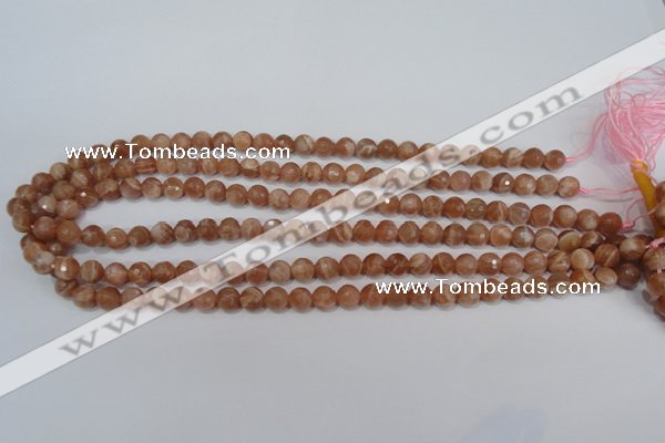 CSS502 15.5 inches 7mm faceted round natural golden sunstone beads