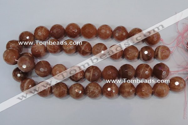CSS511 15.5 inches 19mm faceted round natural golden sunstone beads