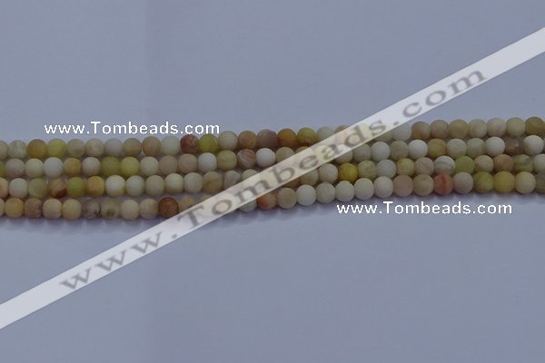 CSS620 15.5 inches 4mm round matte yellow sunstone gemstone beads