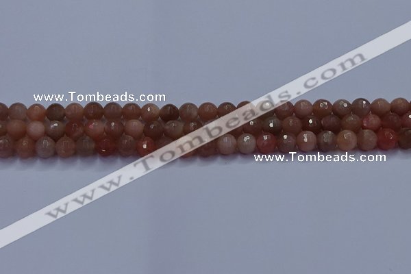 CSS671 15.5 inches 6mm faceted round sunstone gemstone beads