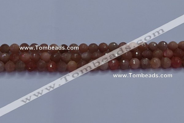 CSS672 15.5 inches 8mm faceted round sunstone gemstone beads