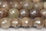 CSS811 15 inches 8mm faceted round AB-color sunstone beads