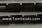 CTB100 15.5 inches 8*12mm faceted tube smoky quartz beads