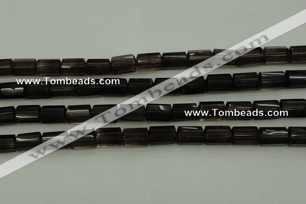 CTB100 15.5 inches 8*12mm faceted tube smoky quartz beads