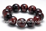 CTB11 9 inches 18mm round red tiger eye stretch bracelet