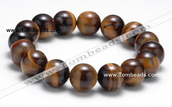 CTB12 8 inches 12mm round yellow tiger eye stretch bracelet