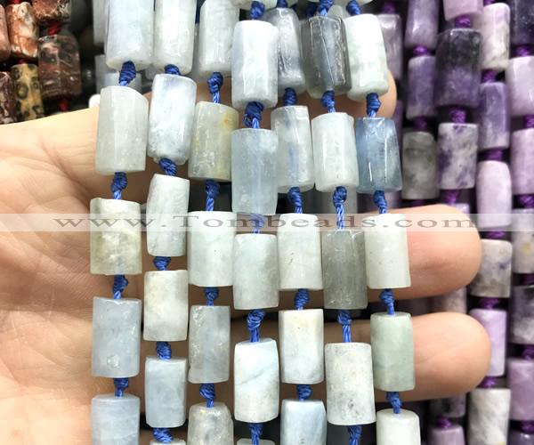CTB1200 15 inches 8*12mm - 8*14mm faceted tube aquamarine beads