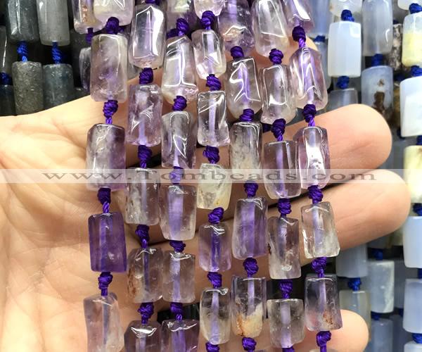 CTB1206 8*12mm - 8*14mm faceted tube purple phantom quartz beads