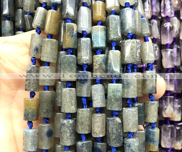 CTB1210 8*12mm - 8*14mm faceted tube blue strawberry quartz beads