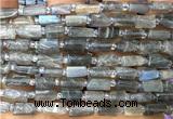 CTB1292 15 inches 6*10mm - 8*10mm faceted tube labradorite beads