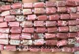 CTB1298 15 inches 6*10mm - 8*10mm faceted tube fowlerite beads